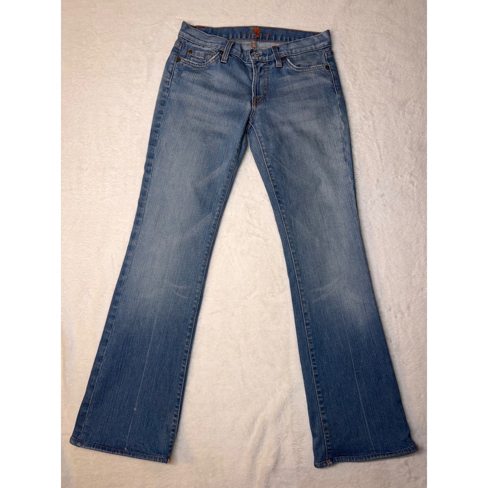 7 For All Mankind Womens Bootcut Jeans Size 28 Medium Wash Stretch Blue USA